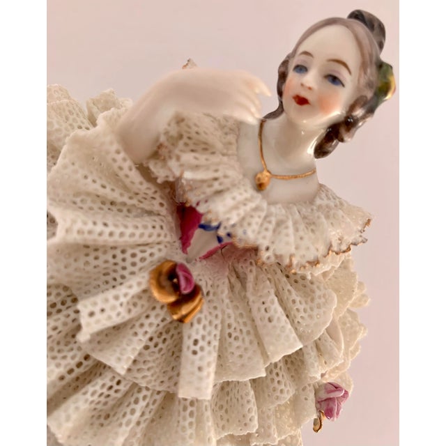 Vintage Dresden Rococo-Style Porcelain Figurine in a Lace