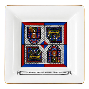 Vintage Cathedral De Chartres Bourges French Glass Windows Porcelain Ashtray
