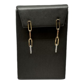 Diamond Paperclip Earrings in 14kt Two-Tone Gold – 0.20ctw, New, A Pair For Sale