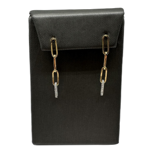 Diamond Paperclip Earrings in 14kt Two-Tone Gold – 0.20ctw, New, A Pair