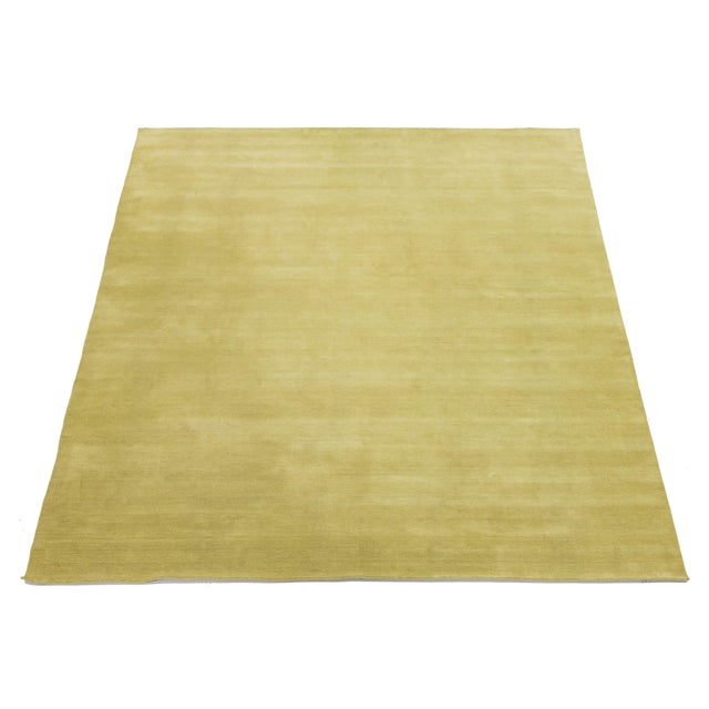 Apadana's Modern Gabbeh Hand-Loom Wool Area Rug in Citron Color For Sale - Image 4 of 9