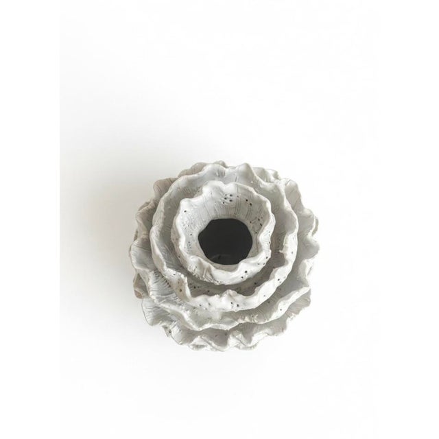 Contemporary Contemporary Hand Built White Glazed Ceramic Artichoke Biomorphic Vessel For Sale - Image 3 of 4