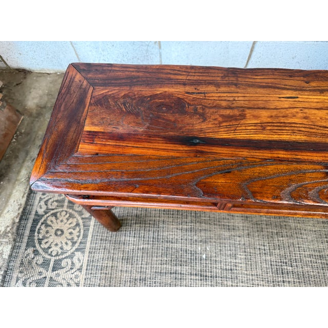 Antique Chinoiserie Style Elm Low Table Coffee Table Kang Table For Sale - Image 15 of 17