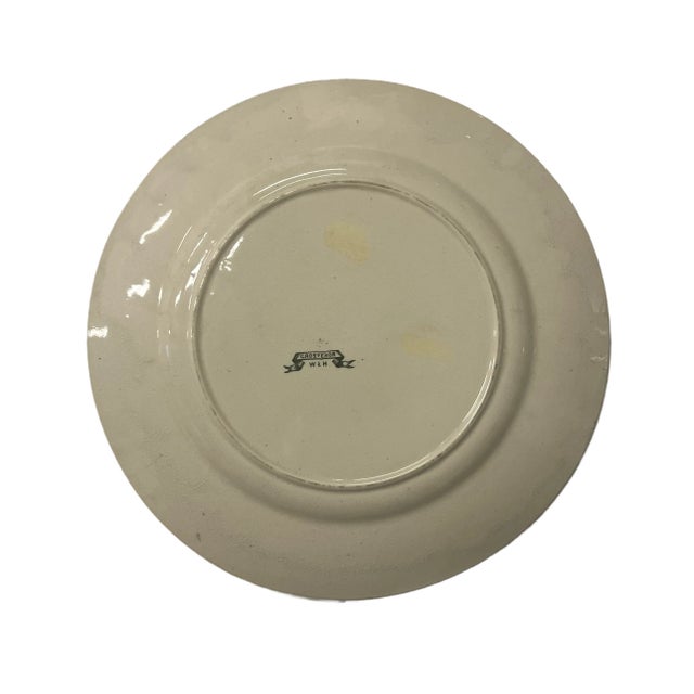 Antique W&h Worhtington and Harrop Aesthetic Movement Green and White Transferware Plate Measures: 9.75" diameter Has one...