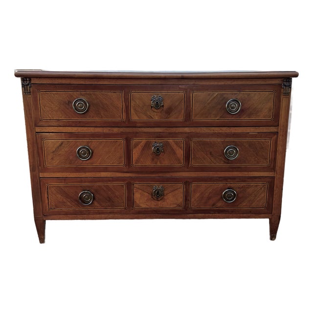 French 19th Century Louis XVI Solid Walnut Commode / Chest of Drawers For Sale