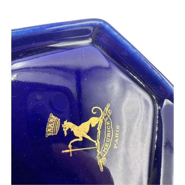 Mid 20th Century Vintage Le Meurice Hotel Paris Cobalt Blue Ashtray Catchall Dish For Sale - Image 5 of 12