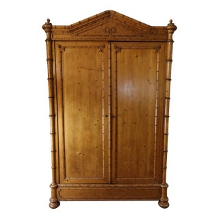 Antique Pitchpin Armoire, 1890s For Sale