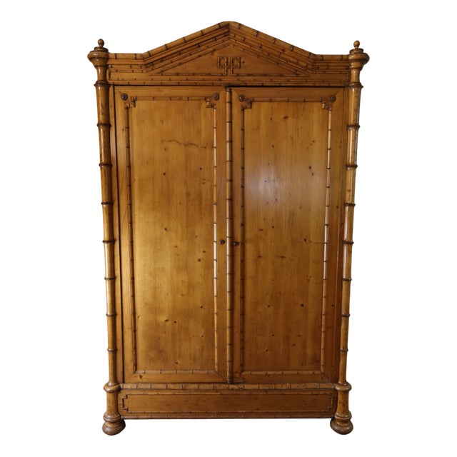 Antique Pitchpin Armoire, 1890s For Sale