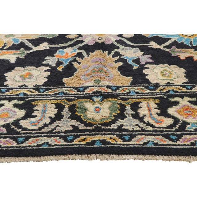 Colorful Vintage Black Oushak Rug, 9'5 X 12'8 For Sale - Image 4 of 10