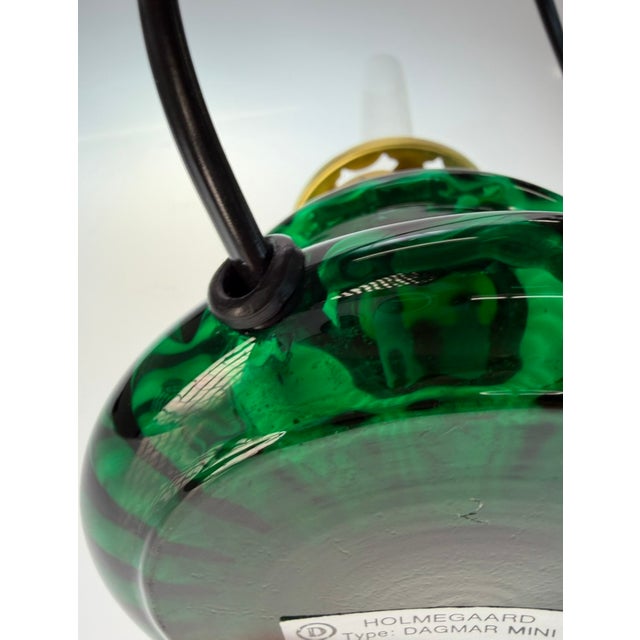 Glass Dagmar Mini Table Lamp in Emerald Green Glass from Holmegaard, Denmark, 1970s For Sale - Image 7 of 8