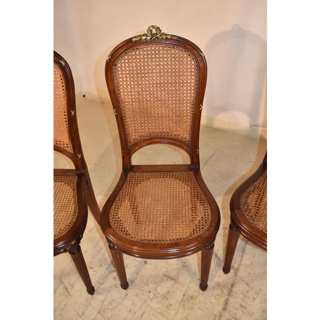 Circa 1900 Set of Five Louis XVI Side Chairs in Walnut For Sale - Image 11 of 12