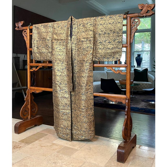 Japanese Brocade Noh Costume Kimono Robe Meiji Period For Sale - Image 10 of 18