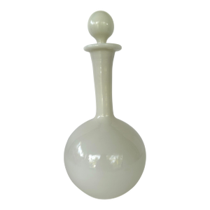Mid-Century Milk Glass Bath Oil Bottle With Stopper 11.25”