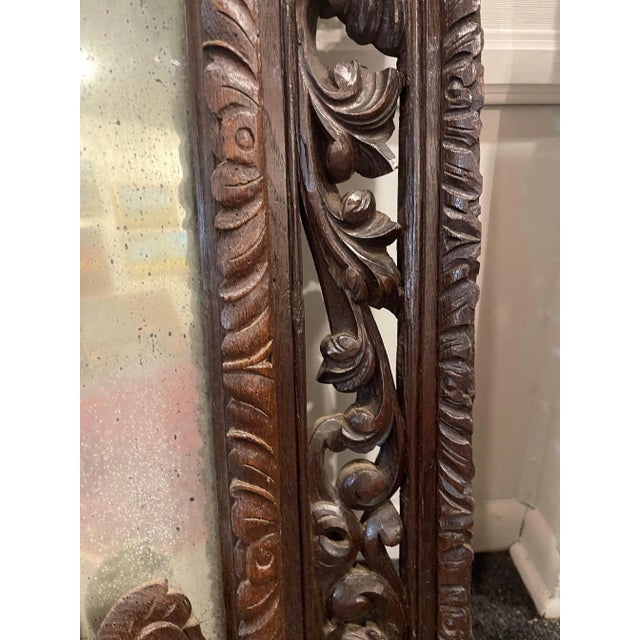 Wood English Horizontal or Vertical Oak Mirror, 19th Century For Sale - Image 7 of 7