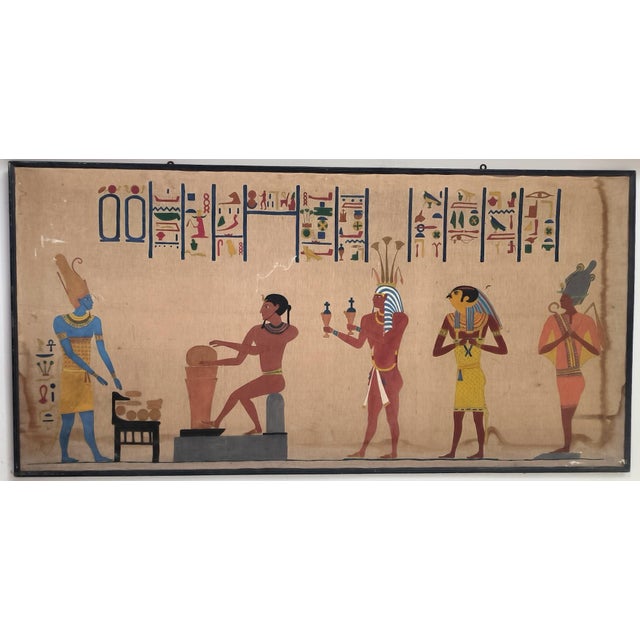 Textile Ancient Egypt and Pharaohs, Early 1900s, Painting on Linen Canvas For Sale - Image 7 of 7