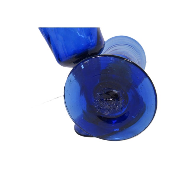 Vintage Blown Glass Cordials Cobalt Blue - a Pair For Sale - Image 4 of 8