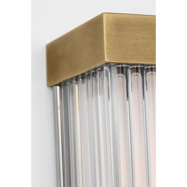Modern Chapman & Myers for Visual Comfort Signature Vance 14" Sconce in Antique-Burnished Brass with Clear Glass Rods For Sale - Image 3 of 7