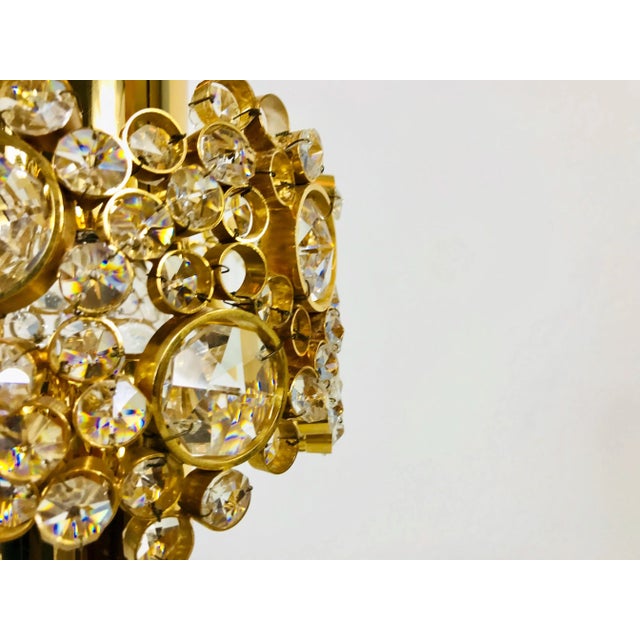 German Gilt Brass and Crystal Glass Chandelier from Palwa, 1970s For Sale - Image 12 of 16