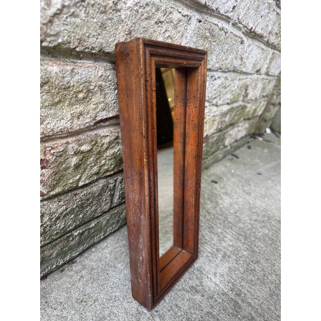 Mid 20th Century Small Vintage Wooden Wall Mirror For Sale - Image 5 of 12