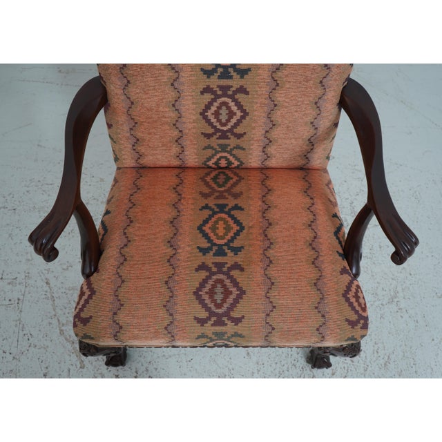 Wood Southwood Carved Mahogany Chippendale Style Library Chair For Sale - Image 7 of 12