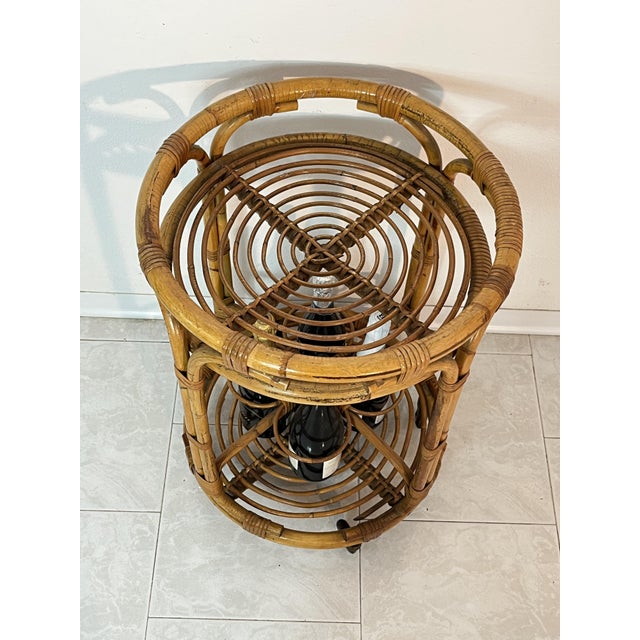 Mid-Century Modern Mid-Century Modern Circular Bamboo Bar Cart by Franco Albini, 1960s For Sale - Image 3 of 9