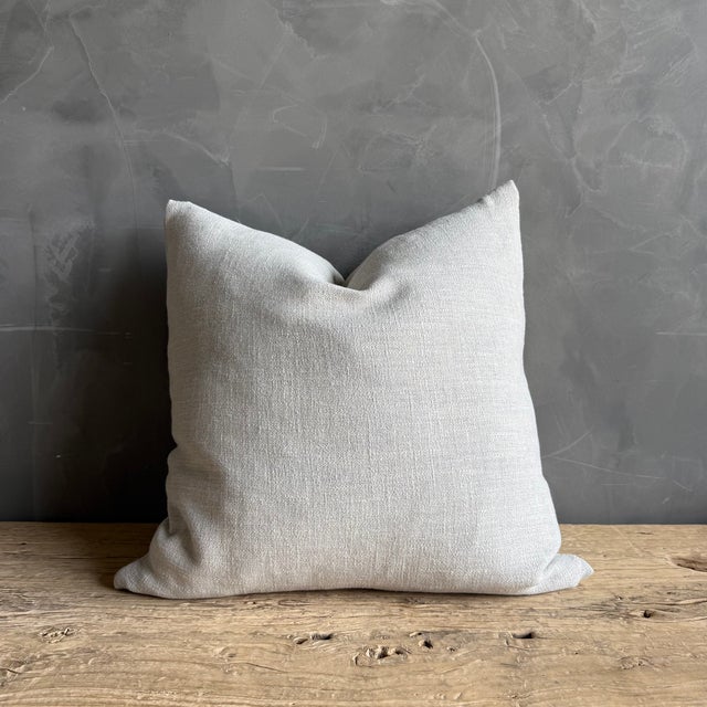 Otis Belgian Snow Linen Pillow 22 X 22 With Down Insert For Sale - Image 4 of 5