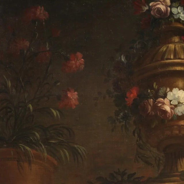 Italian Artist, Still Life with Flowers, 1730, Oil on Canvas For Sale - Image 12 of 16