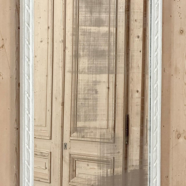 Antique Italian Louis XVI Painted Marble Top Demilune Console With Trumeau Mirror For Sale - Image 9 of 18