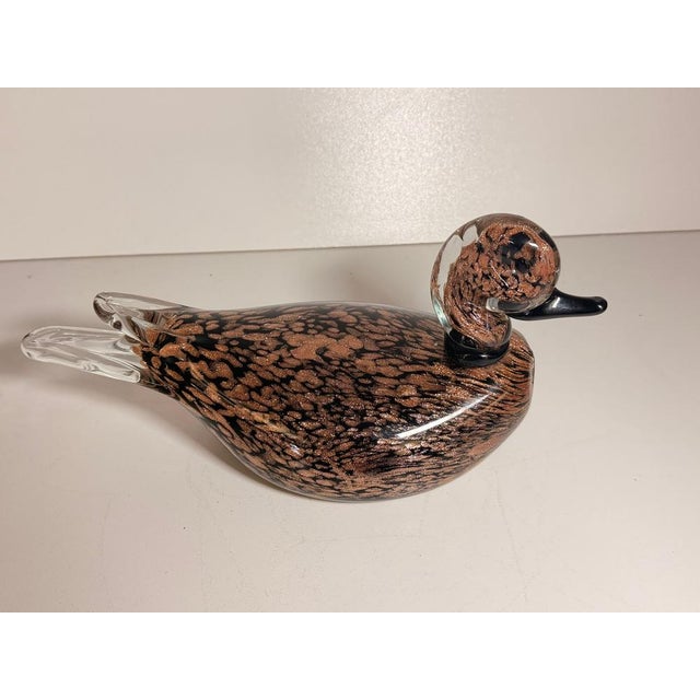 Mid-Century Modern Black and Avventurine Murano Glass Duck attributed to Seguso, Italy, 1970s For Sale - Image 3 of 17