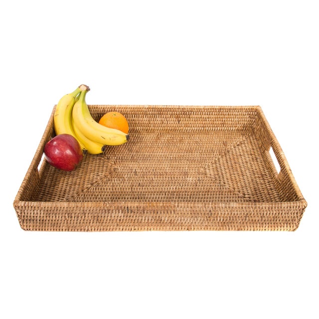 Artifacts Rattan Rectangular Tray For Sale - Image 4 of 5