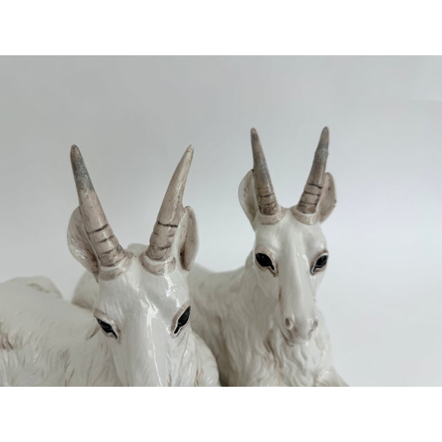 Mid-Century Italian Ronzan Ceramic Double Mountain Goat Sculpture For Sale In Los Angeles - Image 6 of 9