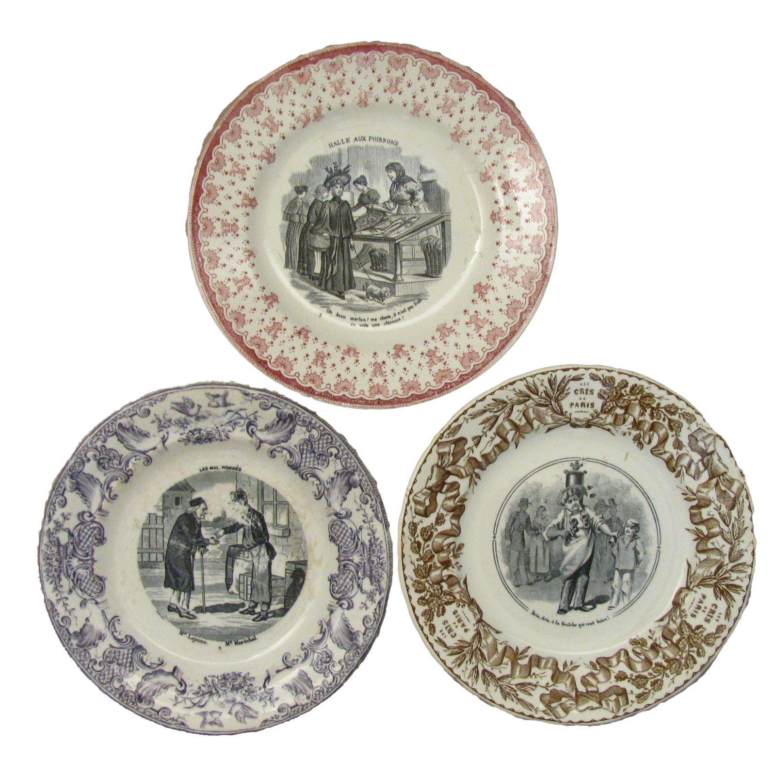French Antique Transferware Plates Set of 3 Chairish