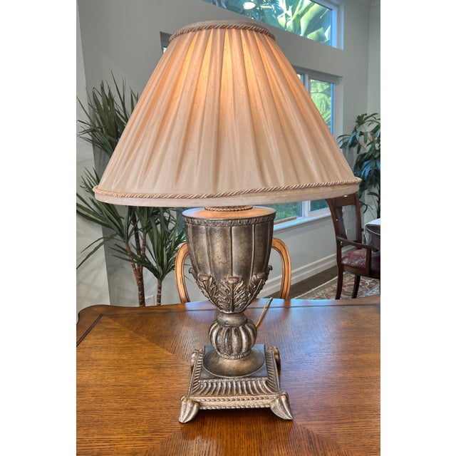 1990s Large 1990s Table Lamp and Shade For Sale - Image 5 of 8