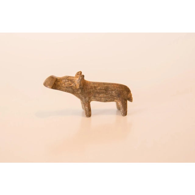 African Vintage African Mini Bronze Hippo With Dusty Patina For Sale - Image 3 of 7