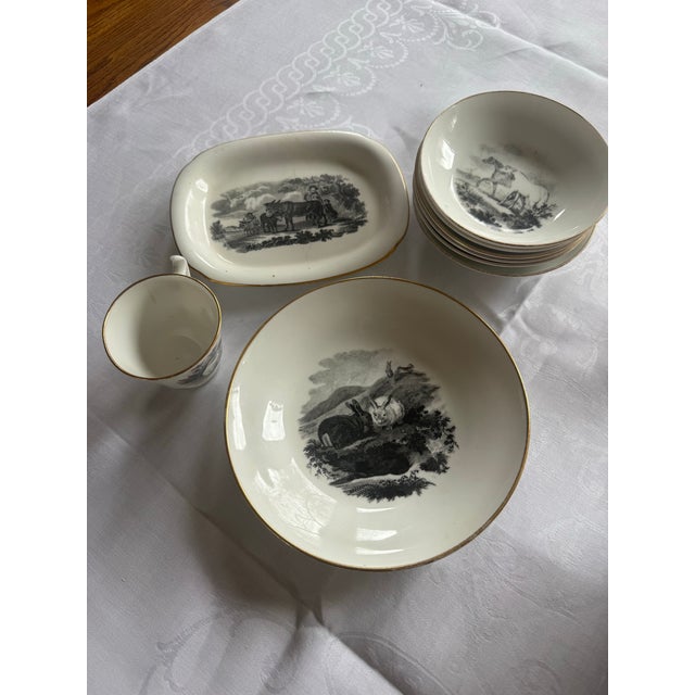 1800s Spode Bat Printing Black Monochrome Bone China Tea Service - Set 40 PCS For Sale - Image 12 of 12