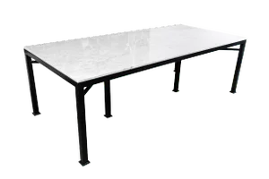 Custom Metal and Carrara Marble Dining Table