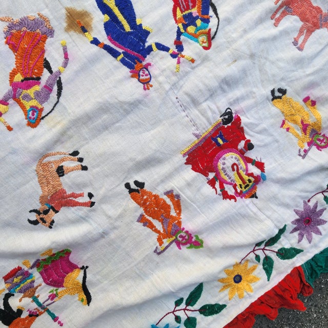 Indian 1950s Hand Embroidered Indian Deities Wall Hanging For Sale - Image 3 of 3