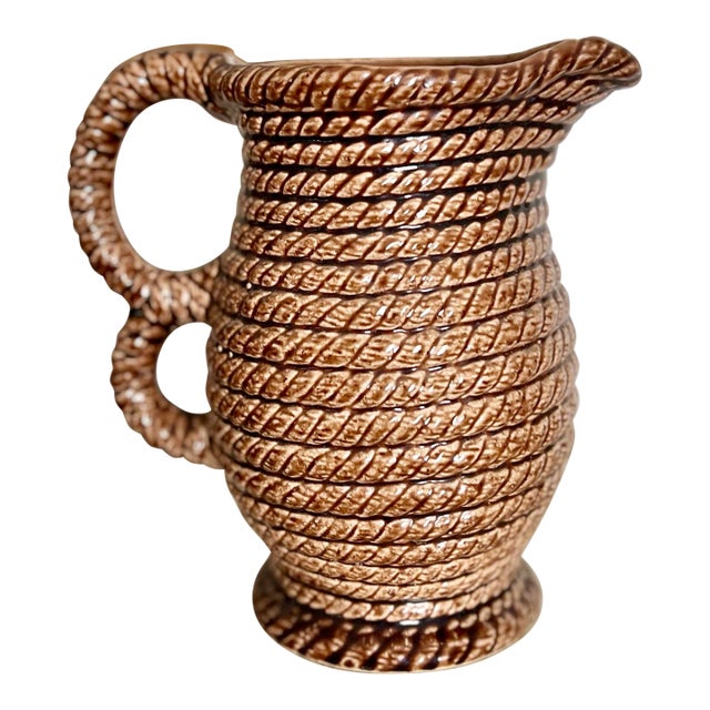 Vintage Govancroft Brown Rope Scottish Ceramic Pitcher For Sale