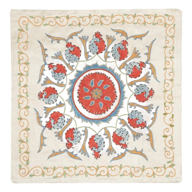 19"x20" All Silk Embroidered Throw Pillow. Modern Handmade Cushion Cover For Sale