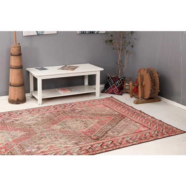 Mid 20th Century Distressed Antique Khotan Wool Rug For Sale In Los Angeles - Image 6 of 7