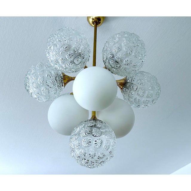 Gold Large Italian Grape Pendant Light in Glass, 1960s For Sale - Image 8 of 18