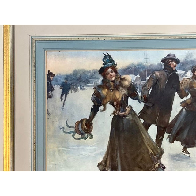Antique Print Skating on the Serpentine by H. G. Theaker – Edwardian Ice Skating Scene For Sale - Image 4 of 6