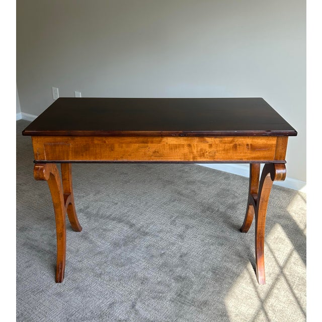 Baker Furniture Company Late 20th Century Baker Milling Road Neoclassical Single Drawer Writing Desk With C-Scroll Legs For Sale - Image 4 of 10