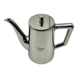 Vintage Broggi Stainless Steel Coffee or Tea Pot Italian Armed Forces Logo 1950s For Sale