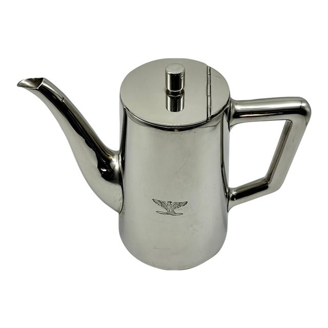 Vintage Broggi Stainless Steel Coffee or Tea Pot Italian Armed Forces Logo 1950s For Sale