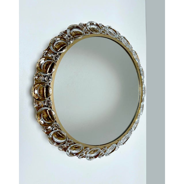 Vintage Illuminated Crystal Brass Mirror from Palwa, 1960s For Sale - Image 10 of 18