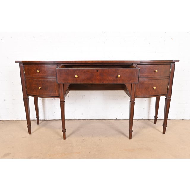 Baker Furniture Style Federal Inlaid Mahogany Sideboard Credenza | Chairish