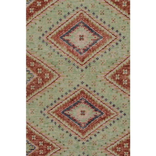 Rug & Kilim’s Oversized Diamond Play Rug in Mint and Rust, 12x18 For Sale In New York - Image 6 of 8