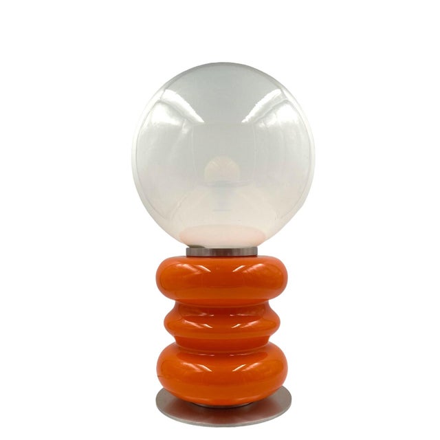 Space Age Orange Murano Glass Table Lamp, Italy, 1970s For Sale - Image 9 of 10