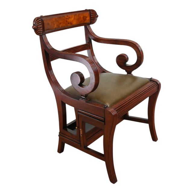 Regency Metamorphic Chair or Library Stepladder in Mahogany For Sale